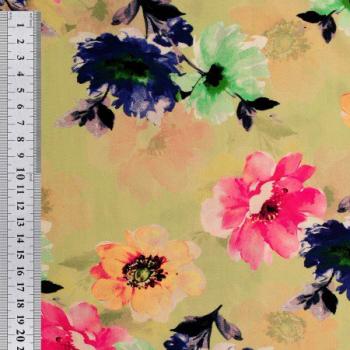 Preview: Viskose Popeline Blüten auf Beige